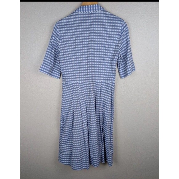 Brooks Brothers Dress Womens 8 Blue White Gingham Shirtdress Belted Mb - Picture 2 of 6